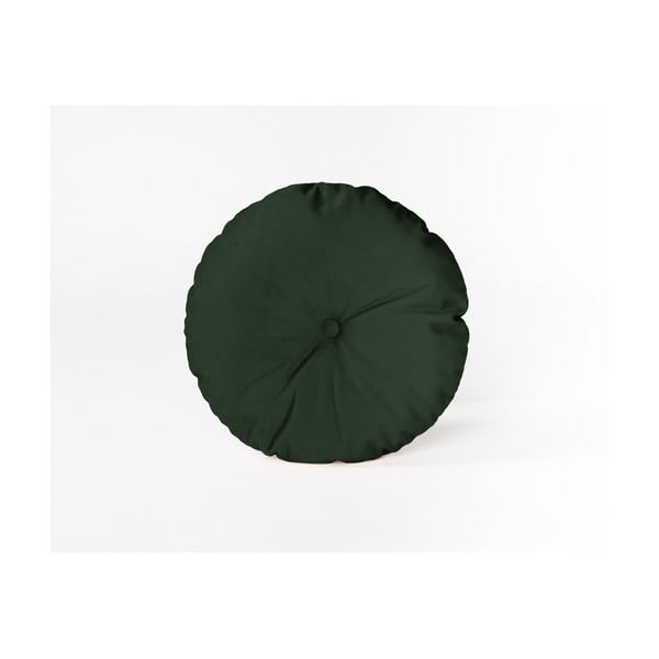 Okrúhly dekoračný vankúš so zamatovým poťahom Velvet Atelier Dark Green, ⌀ 35 cm