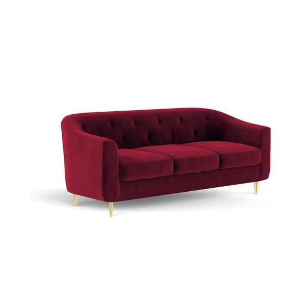 Červená zamatová pohovka Kooko Home Corde, 175 cm-image-4
