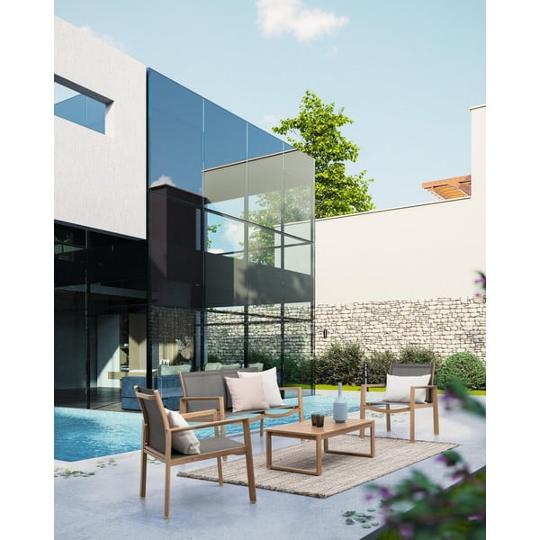 Hliníková záhradná lounge súprava v prírodnej farbe pre 4 Kallen – Bizzotto-image-1