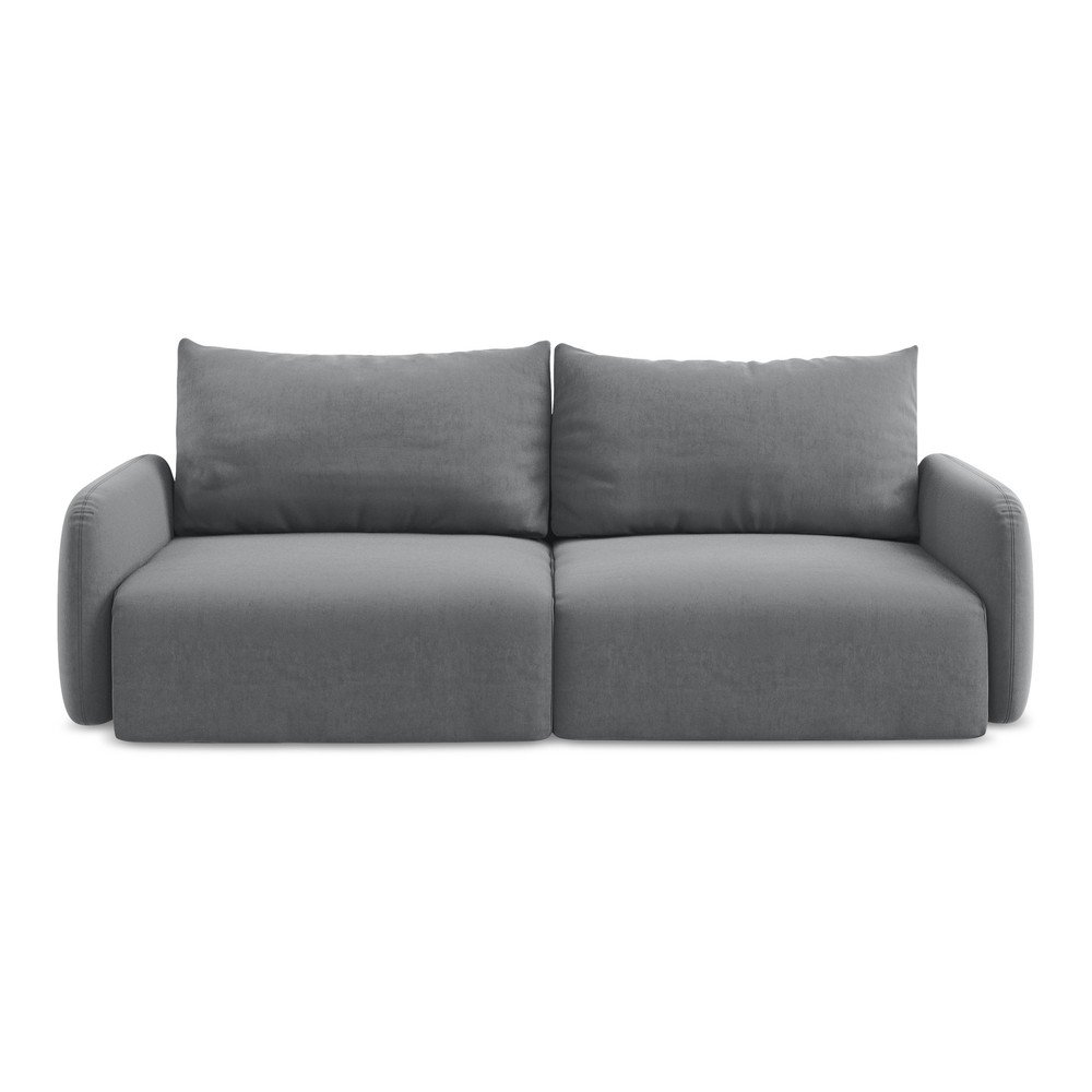 Sivá zamatová rozkladacia/s úložným priestorom pohovka 238 cm Kalena – Makamii