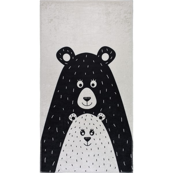 Čierno-biely prateľný detský koberec 80x120 cm Bear Family – Vitaus