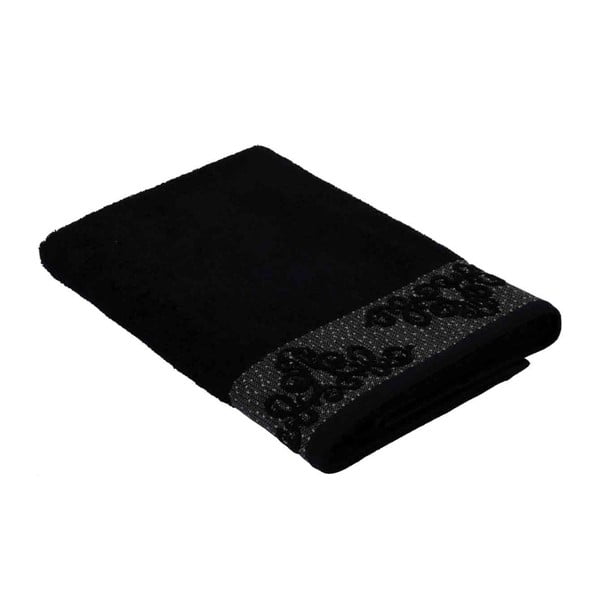Černá osuška z bavlny Bella Maison Damask, 140 × 70 cm