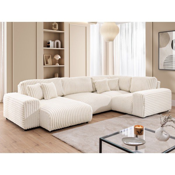 Krémová menčestrová rohová pohovka (pravý roh/do tvaru "U") Justin – Ropez-image-4