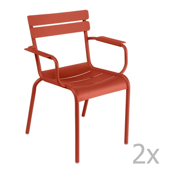 Sada 2 červenooranžových stoličiek s opierkami na ruky Fermob Luxembourg