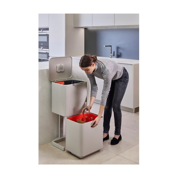 Béžový oceľový odpadkový kôš na triedený odpad 60 l Totem Max – Joseph Joseph-image-3
