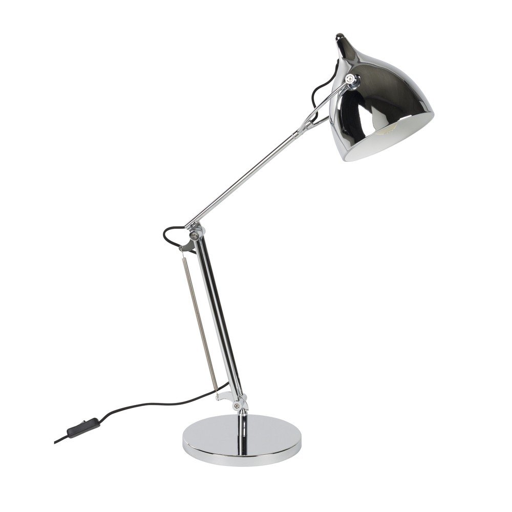 E-shop Kovová stolová lampa s ohýbateľnou konštrukciou v striebornej farbe s kovovým tienidlom (výška 37 cm) Reader – Zuiver
