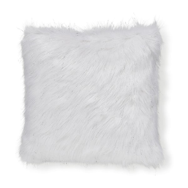Biela obliečka na vankúš z umelej kožušiny Catherine Lansfield Metallic Fur, 45 × 45 cm