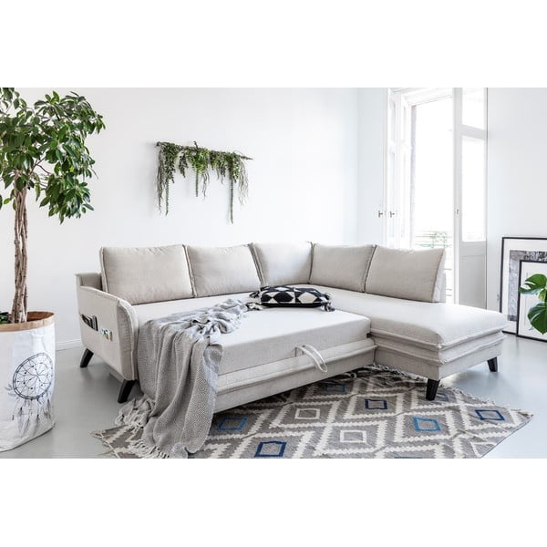 Svetlobéžová rozkladacia rohová pohovka Miuform Charming Charlie L, pravý roh-image-4