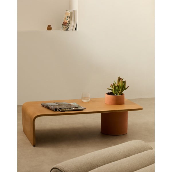 Okrúhly konferenčný stolík v dekore jaseňa v prírodnej farbe 60x110 cm Olaria – Kave Home-image-1