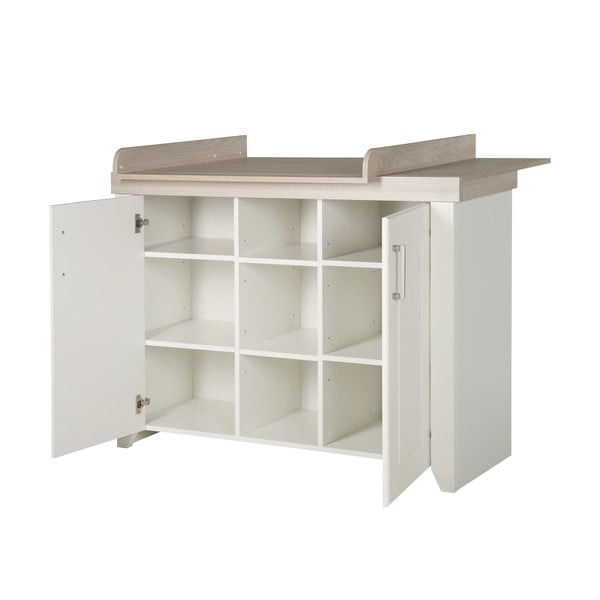 Biela nízka detská komoda v dekore brestu s prebaľovacím pultom 120x98 cm Felicia – Roba-image-4