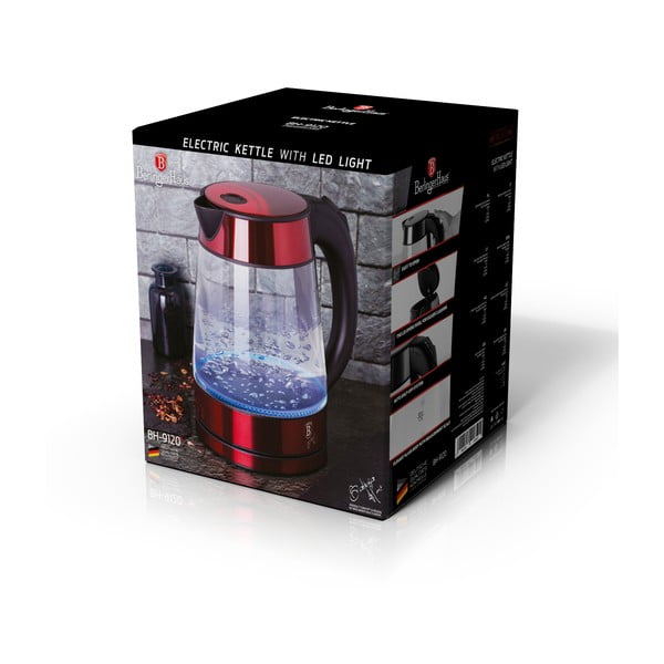 Červená rýchlovarná kanvica 1.7 l Burgundy Metallic Line - BerlingerHaus-image-4