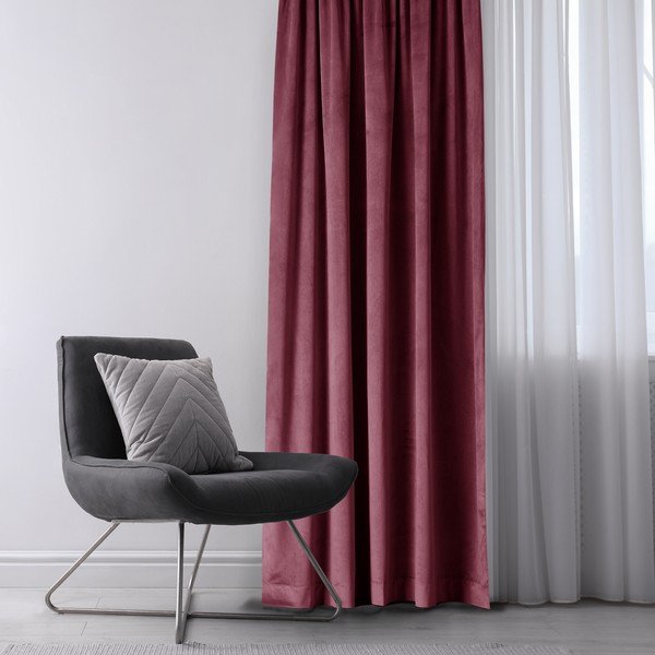 Vínovočervený/ružový zamatový dimout záves 140x270 cm Eyelets – Restilo-image-1