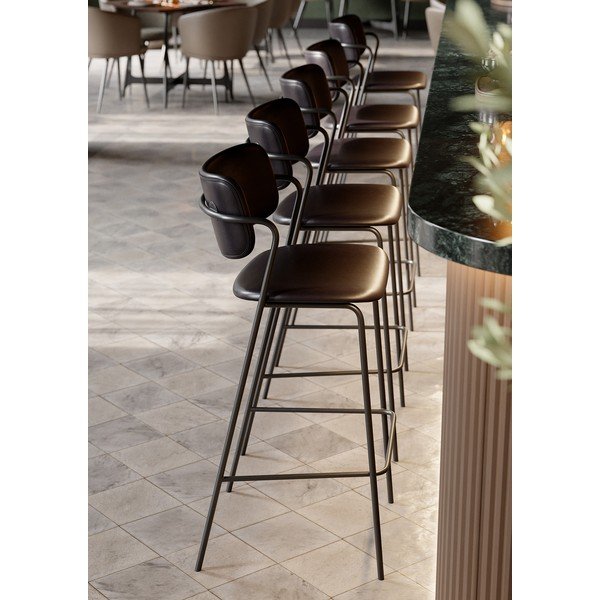 Čierna barová stolička z imitácie kože DAN-FORM Denmark Zed, výška 107 cm-image-1