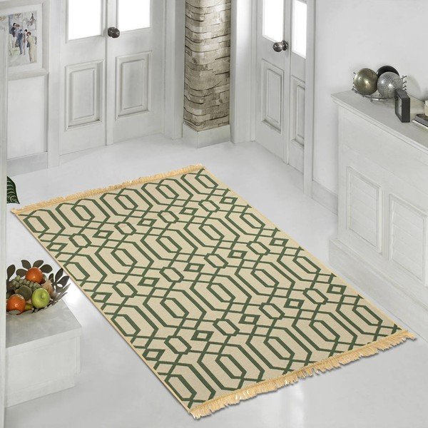 Béžový koberec so zeleným vzorom Ya Rugs Kenar, 60 × 90 cm-image-2