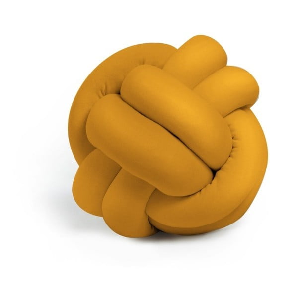 Horčicovožltý vankúš Knot Decorative Cushion, ⌀ 25 cm