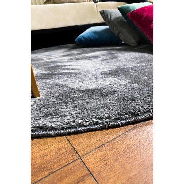 Antracitovosivý umývateľný okrúhly koberec ø 80 cm Pelush Anthracite – Mila Home-image-1