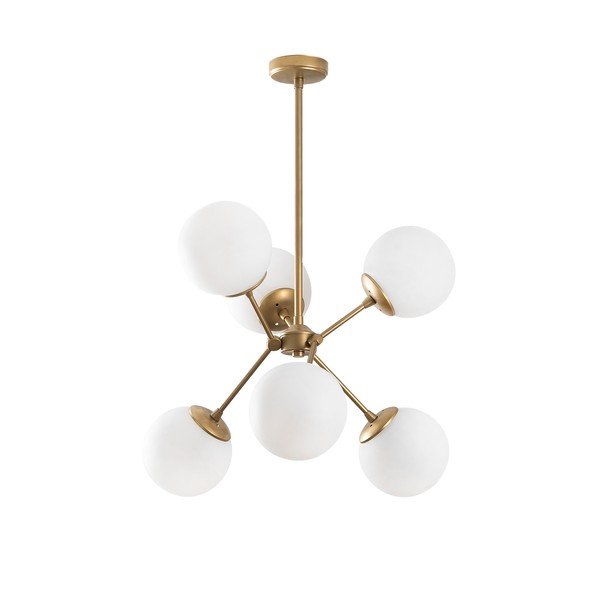 Závesné svietidlo v bielo-zlatej farbe so skleneným tienidlom ø 55 cm Gondol – Opviq lights