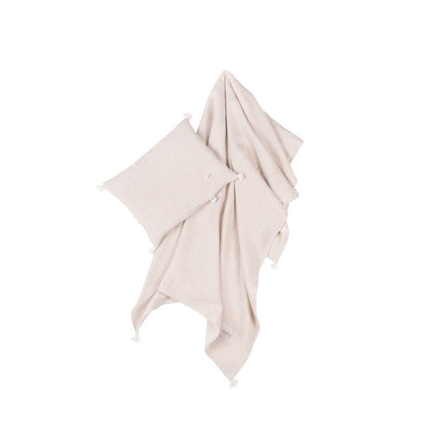 Krémová mušelínová detská deka a vankúš v súprave 100x130 cm Muslin Linen – Malomi Kids