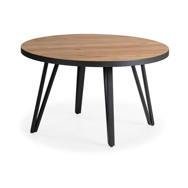 Okrúhly konferenčný stolík v čiernej a prírodnej farbe s doskou v dubovom dekore ø 80 cm Sindi – Marckeric