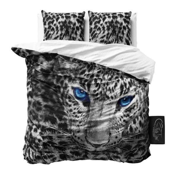 Sivé obliečky z mikroperkálu na dvojlôžko Sleeptime Cheetah, 160 × 200 cm