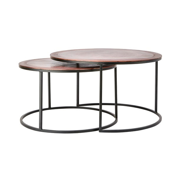 Kovové okrúhle konferenčné stolíky v medenej farbe v súprave 2 ks ø 75 cm Talca - Light & Living