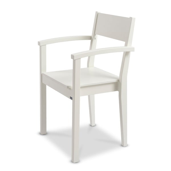 Biela ručne vyrobená stolička z masívneho brezového dreva s opierkami Kiteen Joki