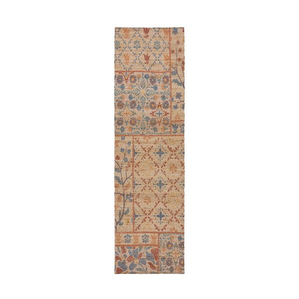 Ručne tkaný behúň s prímesou juty v prírodnej farbe 60x230 cm Taylor Patchwork – Flair Rugs