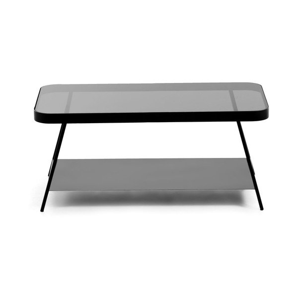 Čierny konferenčný stolík so sklenenou doskou 45x90 cm Duilia – Kave Home-image-3