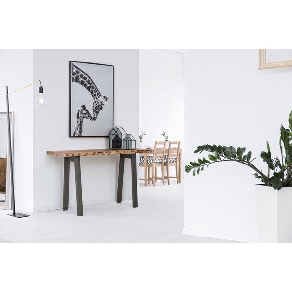 Čierny/v prírodnej farbe konzolový stolík s doskou z akácie 45x130 cm Aron – Bizzotto-image-1