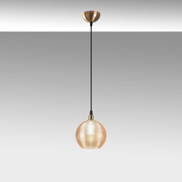 Závesné svietidlo v okrovo žltej a zlatej farbe so skleneným tienidlom ø 15 cm Muzo – Opviq lights-image-3