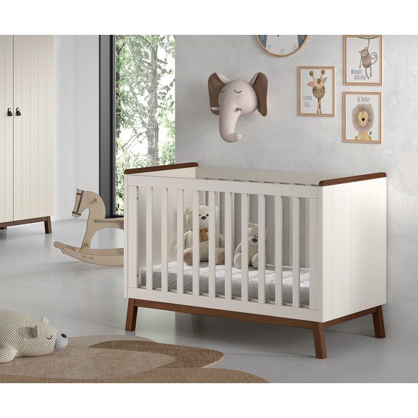 Béžová postieľka z borovicového dreva s nastaviteľnou výškou 60x120 cm Sezane – Vipack-image-1