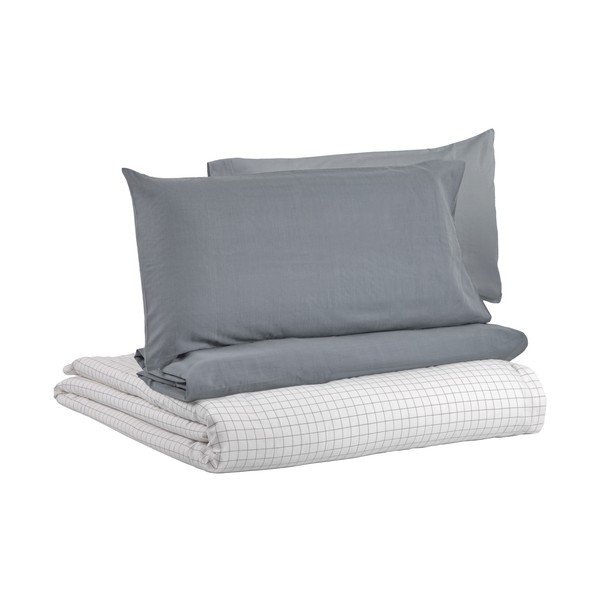 Sivé obliečky s plachtou z organickej bavlny Kave Home Lesly, 240 x 260 cm