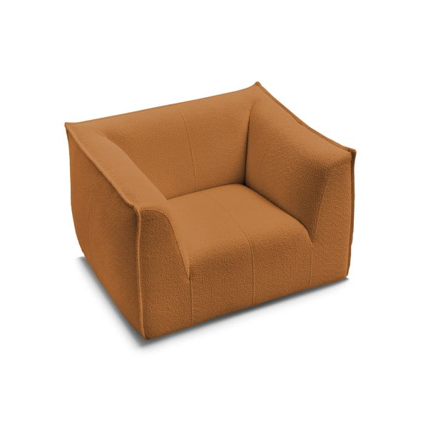 Kreslo z textílie buklé v horčicovej farbe Giorgia – Bobochic Paris-image-4