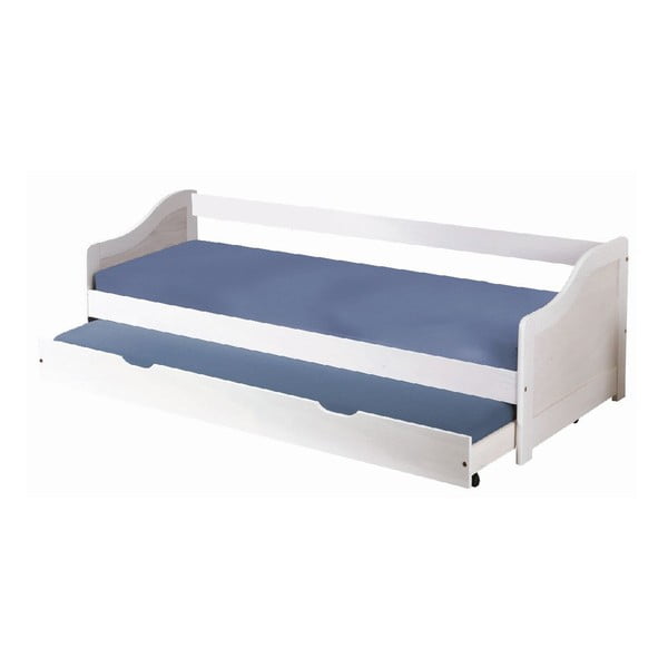 Biela drevená posteľ s úložným priestorom 13Casa Leon, 90 x 200 cm
