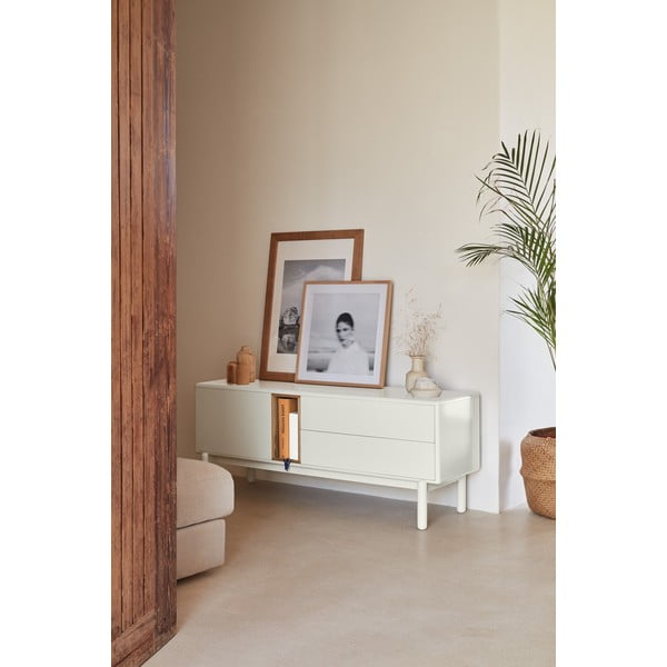 Krémovobiely TV stolík 140x56x40 cm Corvo – Teulat-image-1