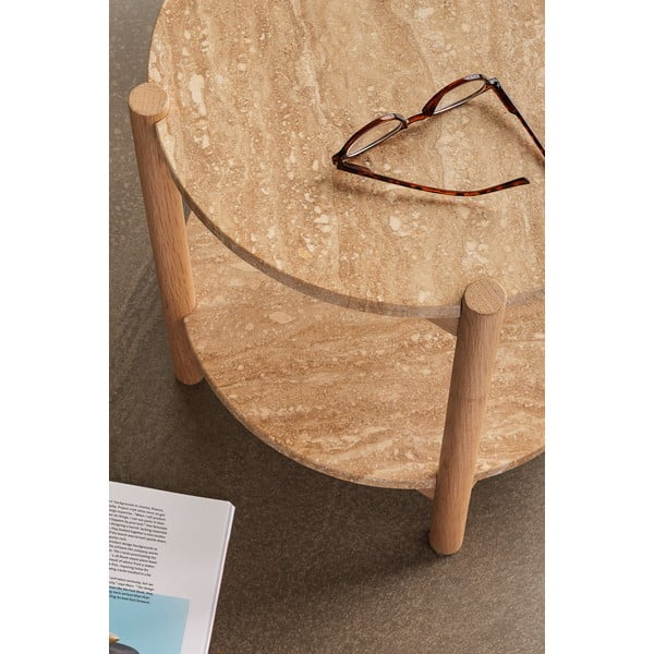 Okrúhly odkladací stolík s doskou z kameňa ø 43 cm Trava – Hübsch-image-4