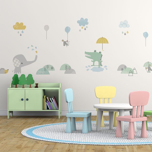 Detské samolepky na stenu Ambiance Animals in the Rain-image-1