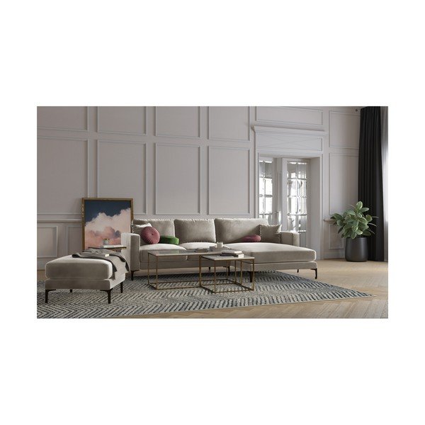 Béžová zamatová podnožka Kooko Home Harmony-image-3