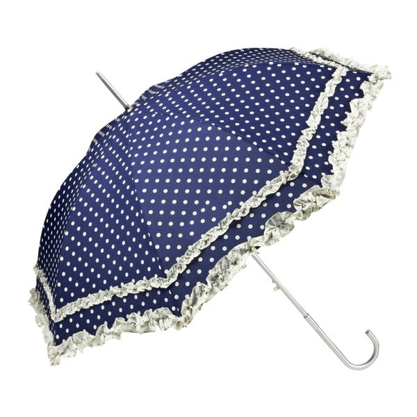 Modro-biely dáždnik s rúčkou Von Lilienfeld Plain Mary polkadots