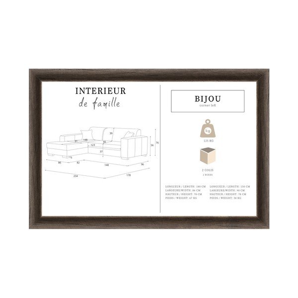 Svetlosivá sedačka Interieur De Famille Paris Bijou, ľavý roh-image-2