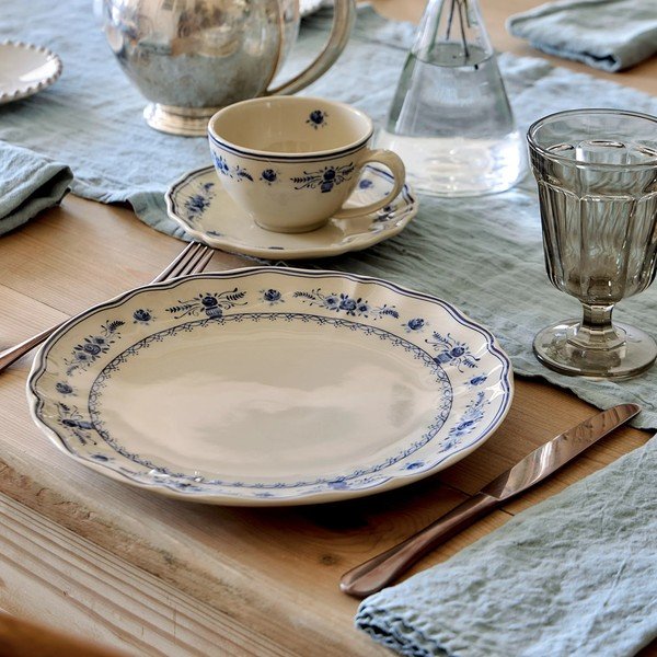 Modrý/béžový kameninový tanier ø 27 cm Vila – Costa Nova-image-1