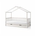 Biela domčeková detská posteľ z borovicového dreva s výsuvným lôžkom a úložným priestorom 90x200 cm DALLAS – Vipack