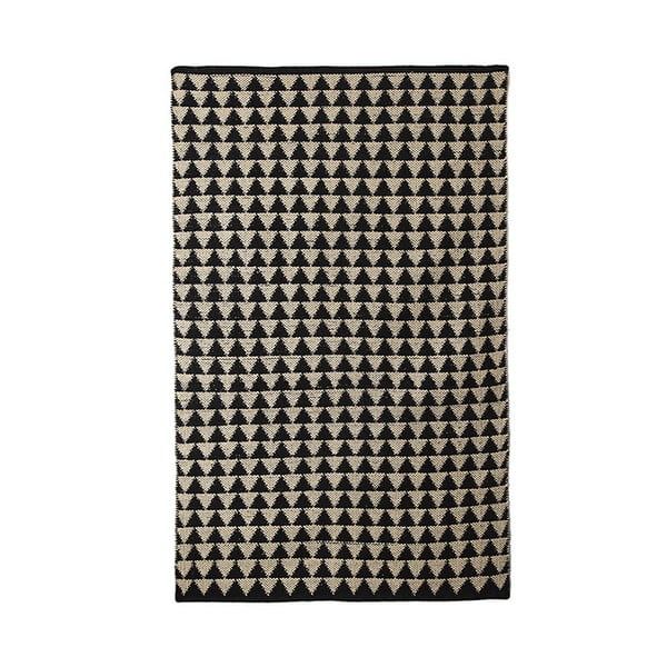 Černo-béžový bavlnený ručne tkaný koberec Pipsa Triangle, 100 × 120 cm
