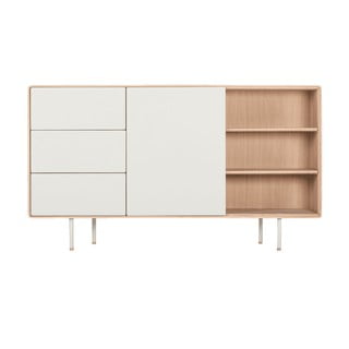 Biely príborník z dubového dreva Gazzda Fina, šírka 176,4 cm