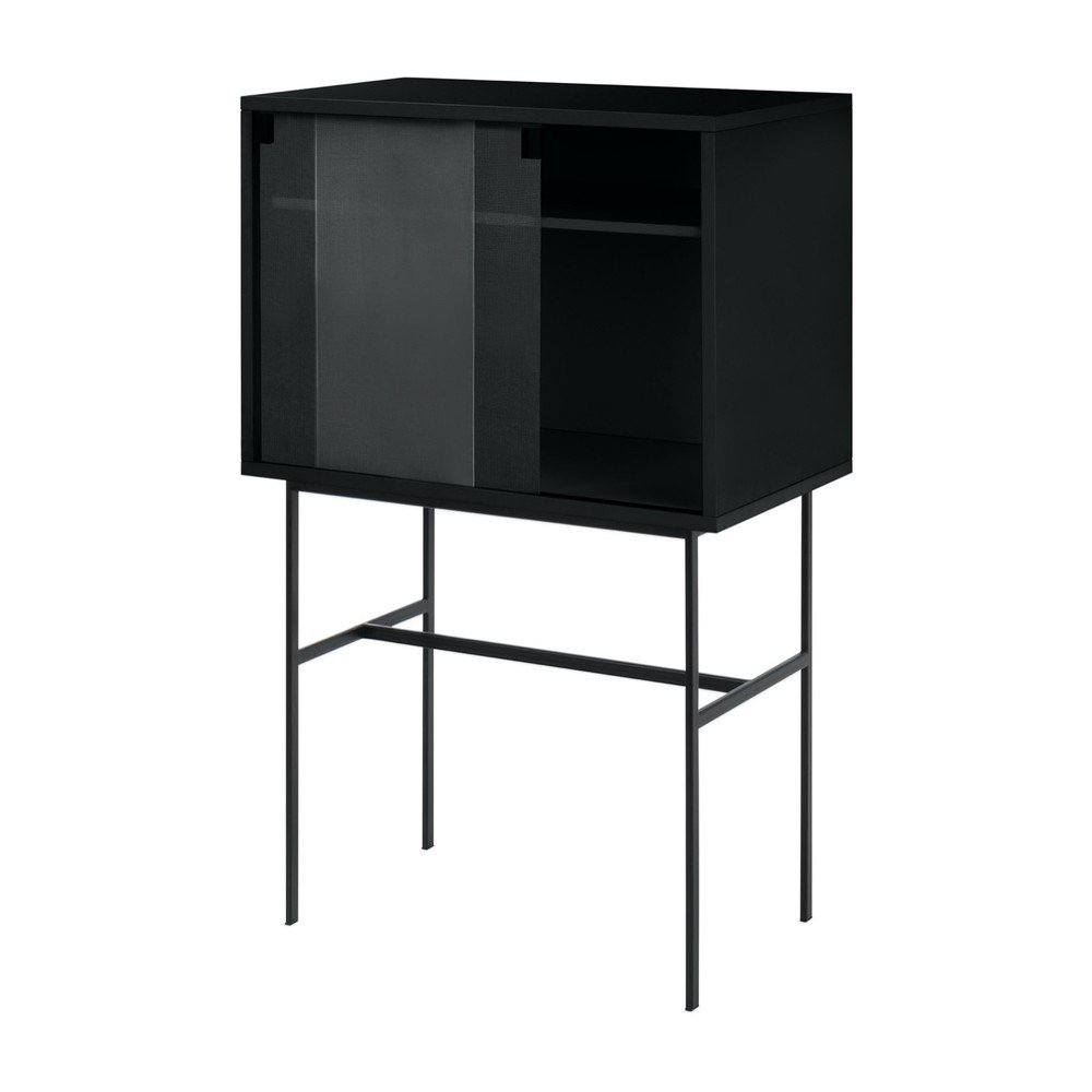 E-shop Čierna vitrína s posuvnými dverami 70x109x40 cm Lekko – noo.ma
