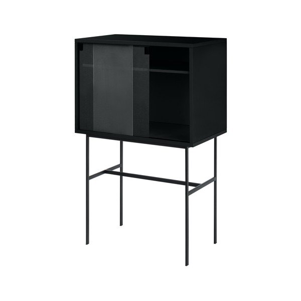 Čierna vitrína s posuvnými dverami 70x109x40 cm Lekko – noo.ma