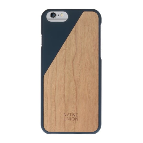 Tmavomodrý obal na mobilný telefón s dreveným detailom pre iPhone 6 a 6S Plus Native Union Clic Wooden Light