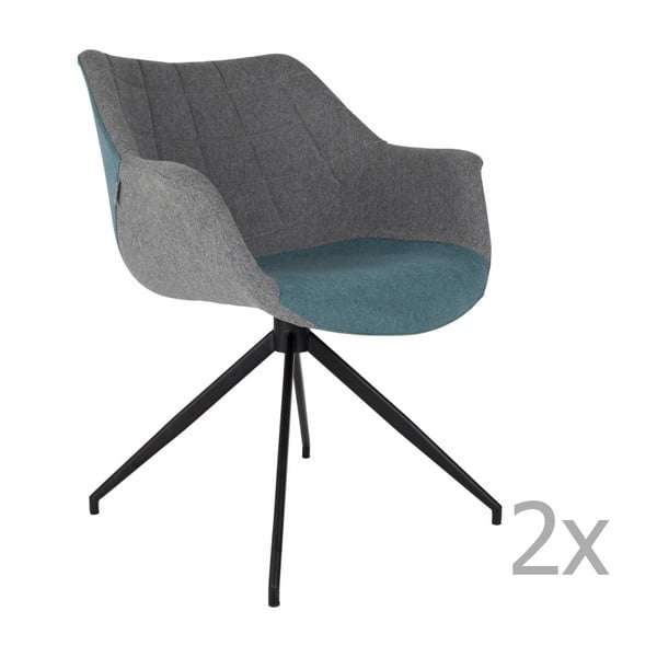 Sada 2 sivo-modrých stoličiek Zuiver Doulton
