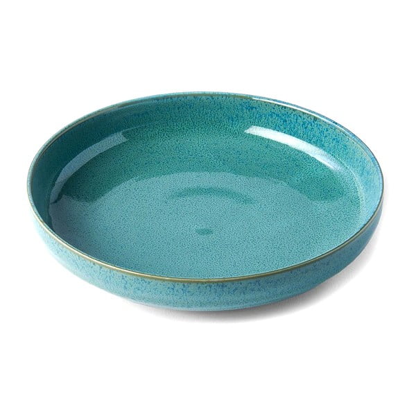 Tyrkysovomodrý hlboký  keramický tanier ø 20 cm Peacock – MIJ