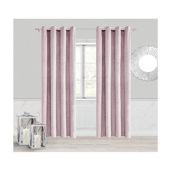 Pudrovoružový záves Slowdeco Velvet, 140 × 250 cm